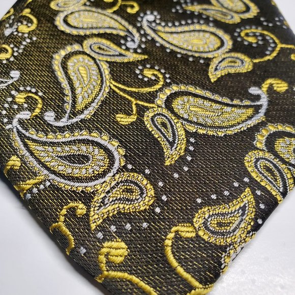 Kai Long Black & Gold Tie - Made by hand Silk 100% - Picture 5 of 7
